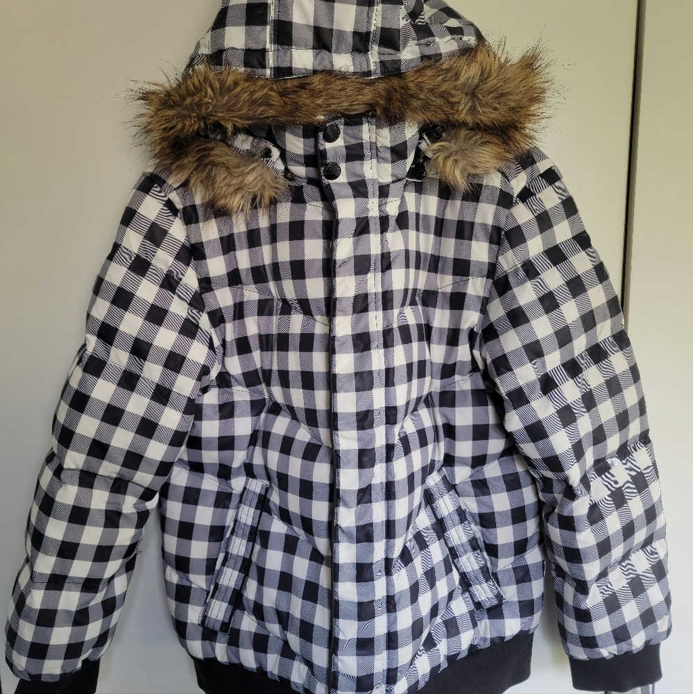 SEMIR womens fur trim hood jacket size large